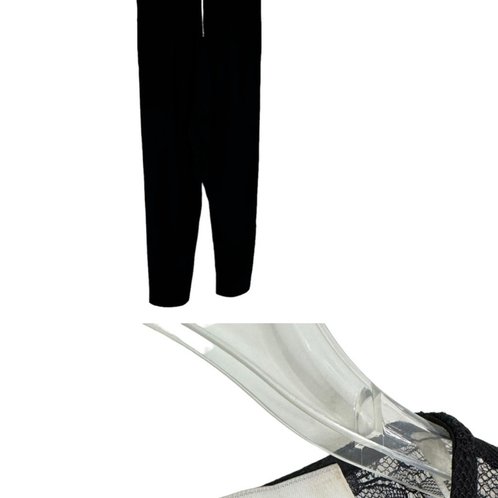 Sandro Purete Lace Detail Tapered Ankle Leg Jumpsuit Black Size 8 - Picture 6 of 10